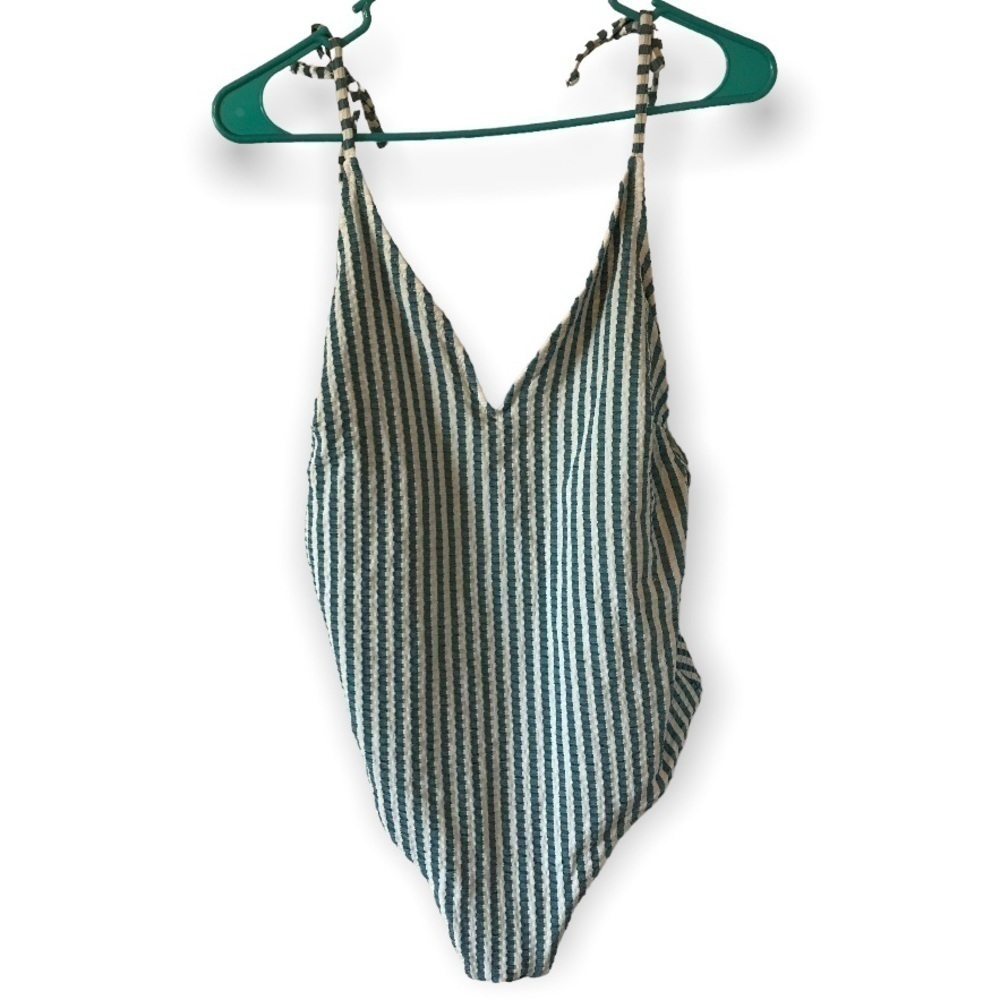 3/$15 Jessica Simpson green and white stripe one piece bathing suit